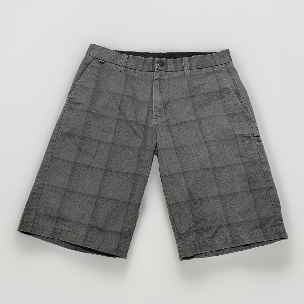 Fox Racing Mens Graphite Heather Windowpane Plaid Essex OP Walk Shorts Skater 34